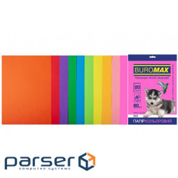 Папір Buromax А 4, 80g, NEON+INTENSIVE, 10colors, 20sh (BM.2721820-99)