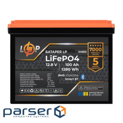 Акумулятор LP LiFePO4 12,8V - 100 Ah (1280Wh) (BMS 100A/50А) пластик Smart BT (24662)