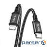 Кабель HOCO X14 Type-C to iP 3A, 20W, 1m, nylon, aluminum connectors, Black (6931474752192)