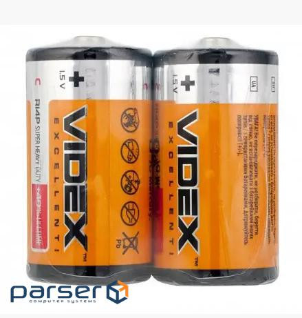 Батарейка C (R14), сольова, Videx Excellent!, 2 шт , 1.5V, Shrink (R14P/C 2pcs SHRINK CARD)