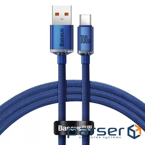 Кабель Baseus Crystal Shine USB - USB Type-C (M/M), 2.4A, 1.2 м Blue (6932172602819)
