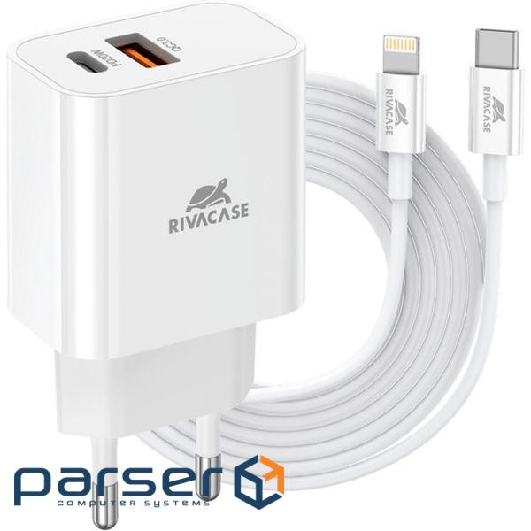 Зарядний пристрій RIVACASE Rivapower PS4102 WD5 1xUSB-A, 1xUSB-C, PD3.0, QC3. (PS4102 WD5 (White))