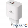 Зарядний пристрій RIVACASE Rivapower PS4102 WD5 1xUSB-A, 1xUSB-C, PD3.0, QC3. (PS4102 WD5 (White))