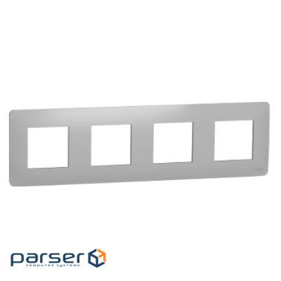 Рамка чотиримісна горизонтальна Schneider Unica, Алюміній (NU200830) (NU200830)