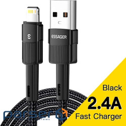 Дата кабель USB 2.0 AM to Lightning 2.0m 2.4A black Essager (EXCL-XCA01)