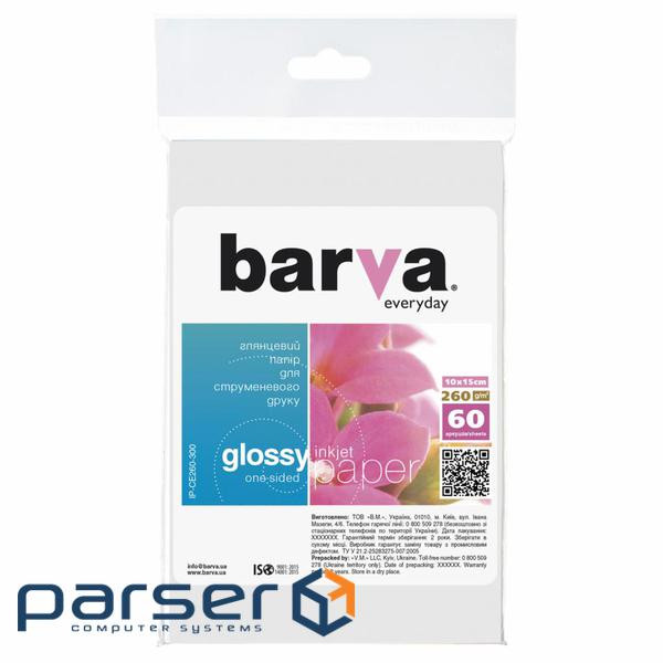 Фотопапір Barva 10x15, 260g/m2, Everyday, Glossy 60с (IP-CE260-300)