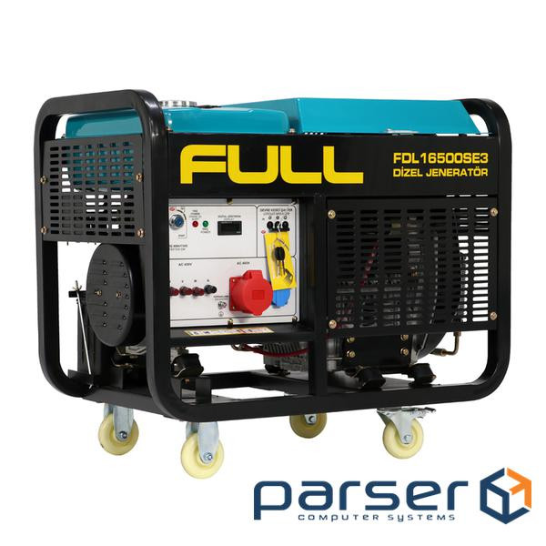 Генератор дизельний FULL FDL16500SE3, 3-фазний 230 / 400V, 50Hz, 16.5kVA / 12kW, бак 50 л, витрата 4