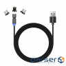 Дата кабель USB 2.0 AM to Lightning + Micro 5P + Type-C 1.0m Magnetic Ro ColorWay (CW-CBUU037-BK)