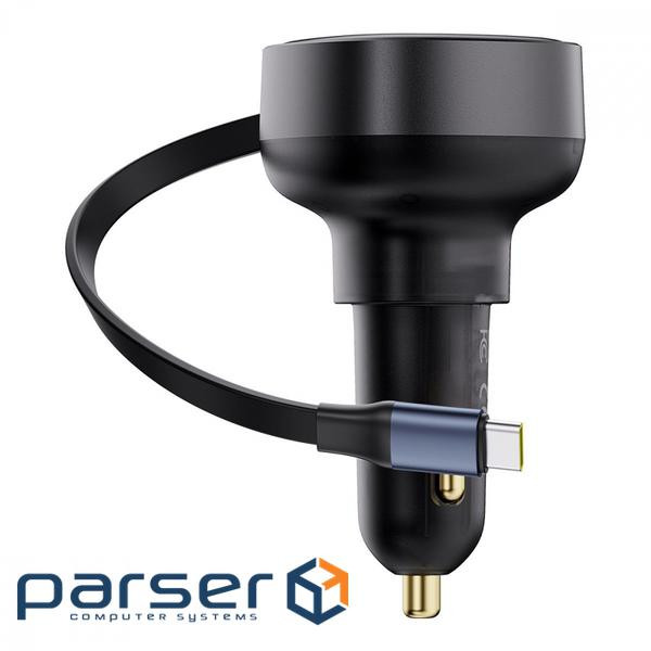 АЗУ Baseus Enjoyment Pro Car Charger C+Retractable Type-C Cable 60W black (C00057802111-01)