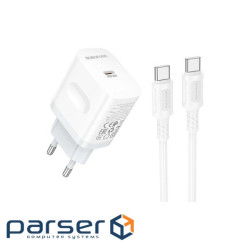 Зарядний пристрій BOROFONE USB-C PD20W + cable USB-C to USB-C white (6941991121371)