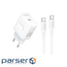 Зарядний пристрій BOROFONE USB-C PD20W + cable USB-C to USB-C white (6941991121371)