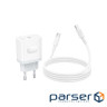 Зарядний пристрій BOROFONE USB-C PD20W + cable USB-C to USB-C white (6941991121371)