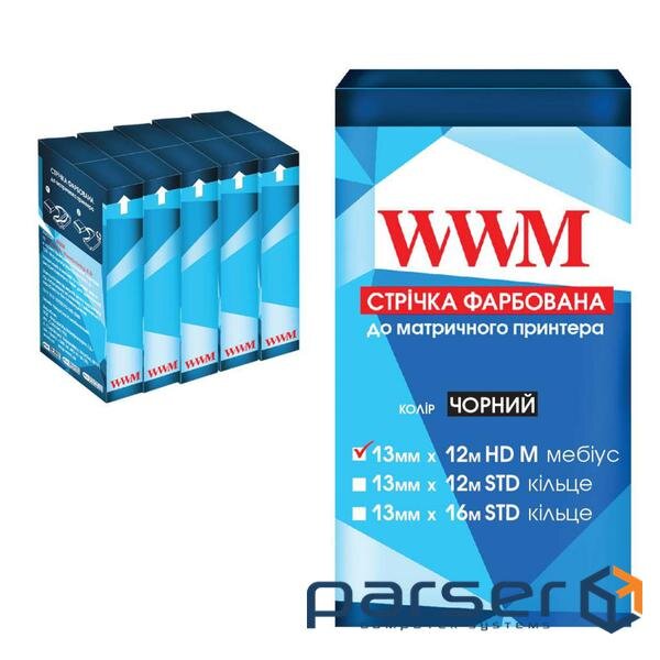 Стрічка до принтерів 11мм х 12м HD л. Black*5шт WWM (R11.12HM5)