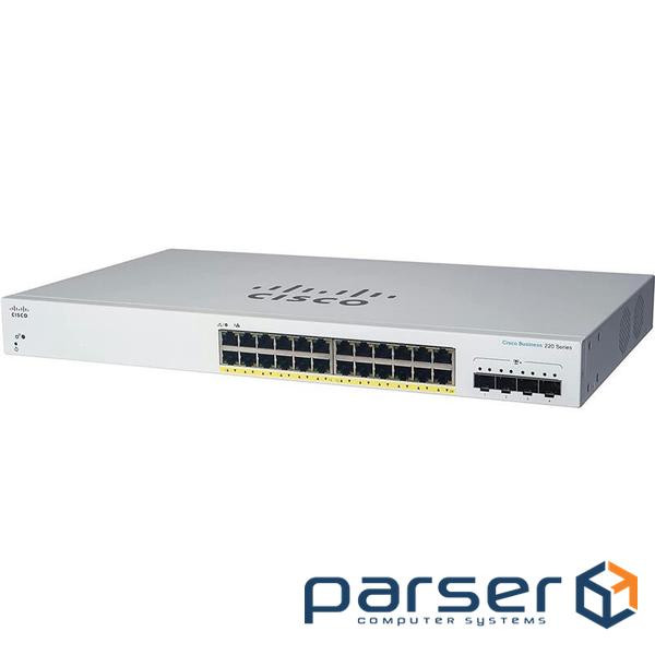 Комутатори Cisco CBS220 24xGE, PoE, 4x10G SFP+, Smart (CBS220-24P-4X-EU)