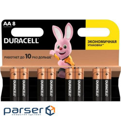 Батарейка AA (LR6), лужна, Duracell Duralock Basic, 8 шт, 1.5V, (MN1500 8BL) (MN1500 8BL 8шт) )
