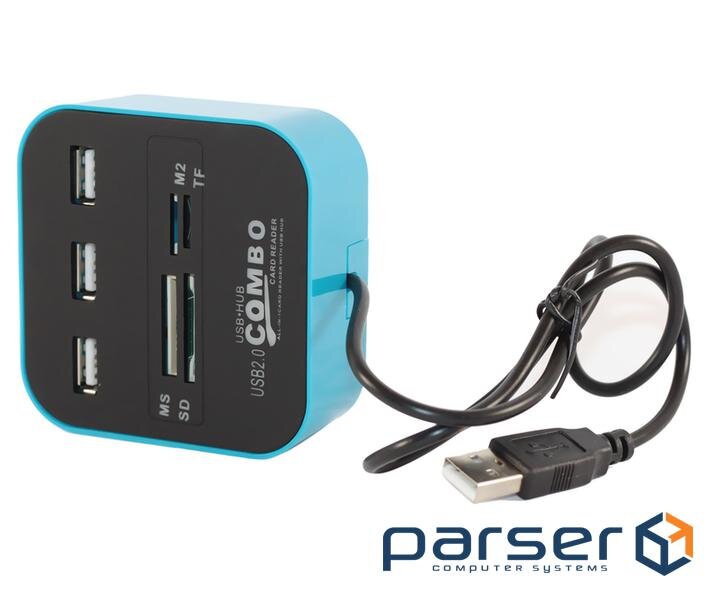 USB-хаб Voltronic Хаб-кардрідер універсальний CUB3, 3 порти , Blue/Black (CUB3 Blue/Black)