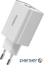Зарядний пристрій Proda PD-A28i 2х USB 2.4A + USB Ligthtning 1.0m (PD-A28i-WH)