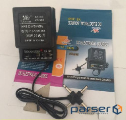 Адаптер живлення YE-308 з регулюванням 1,5V-12V 0,5A, штекер 5,5*2,1, jack3,5, LED - індикація