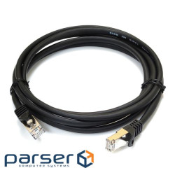 Патч-корд S/FTP, 0.5 м, кат. 6А, чорний , LW (PC005-C6A-050BK)