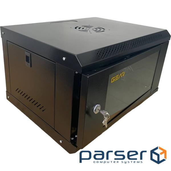 Шафа настінна GEAR 9U 19 530x400x450 мм, + полиця 19", black (GWMSN-9U)