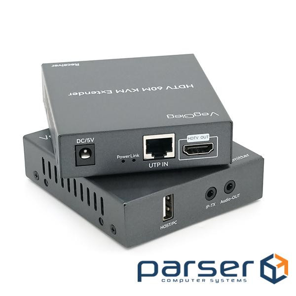 Активний VEGGIEG V-HD010 KVM HDMI 2*1 спліттер 60m, HDMI 1080P, USB & Audio Support, Grey, B