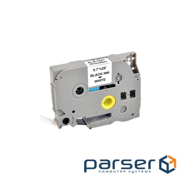 Стрічка для принтера етикеток UKRMARK RL-B-T241P-BK/WT, аналог TZE241. 18 мм х 8 м (CBTZ241)