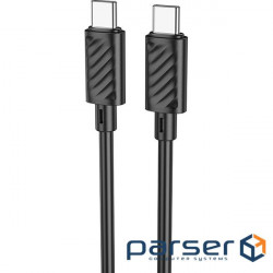Cable HOCO X88 Gratified Type-C to Type-C 60W 1m Black (6931474783363)