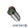 Зарядний пристрій HOCO 1xUSB-C PD25W + 1xUSB QC3.0 43W car adapter NZ16A gray (6942007644747)