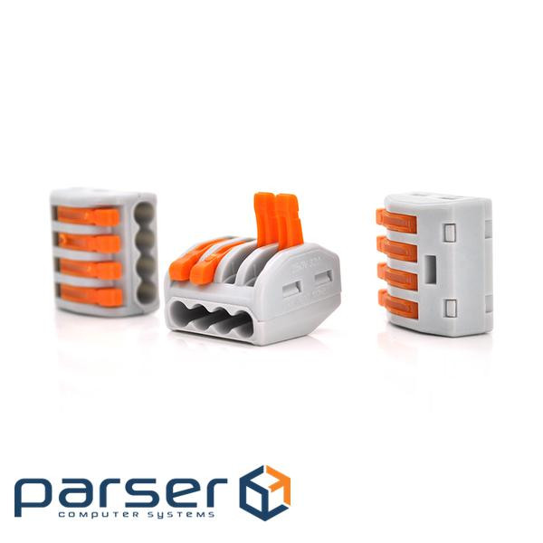 Клема з натискними затискачами 4-провідна WAGO K222-414 для розподільчих коробок, 4-pin, сіро-ора 