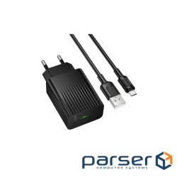 Зарядний пристрій BOROFONE USB QC3.0 + cable USB to Micro 5P black (6941991122651)