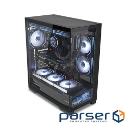 Корпус ALmordor QX25A LCD Black, без БЖ, для ATX/MicroATX/Mini ITX, 1xUSB-С, 2xUSB-A (ALQX25ABK_LCD)