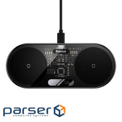 Бездротове зарядний пристрій BASEUS Digital LED Display 2-in-1 Wireless Charger Bla (WXSX010101)