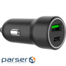 Зарядний пристрій Gembird 1xUSB-A (18W QC3.0) + 1xUSB-C (20W PD) black (TA-UC-A2PDQC20-CAR-01)