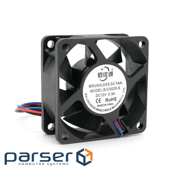 Кулер корпусний Merlion BJC6025-S, 60x60x25mm, 12V / 0.3A, RPM 1500&plusmn,15%, 3-pin, Black, OE