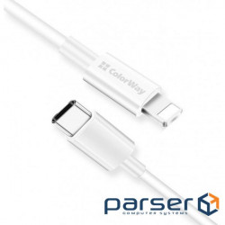 Дата кабель USB-C to Lightning 1.0m 3A white ColorWay (CW-CBPDCL032-WH)