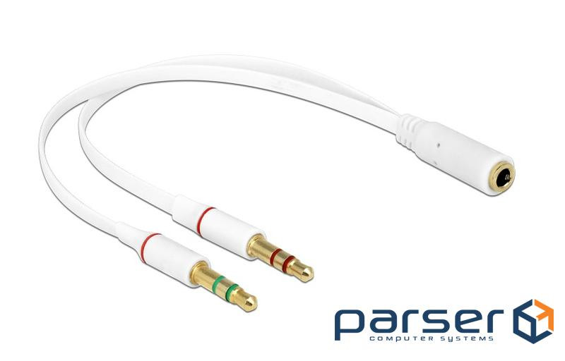 Перехідник Delock аудіо Jack 3.5mm 4pin-3.5mm 3pinx2 F/M,0.2m (L-R-Gnd-Mic) (70.06.5585-100)