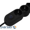 Мережевий фільтр 2E 2E-U03VES10MBK Black, 3 розетки, 10м 