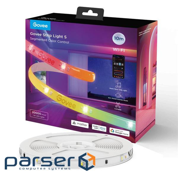 Стрічка світлодіодна розумна Govee H612C Strip Light S With Protective Coating, 10м, RGBI (H612CCD1) , RGBI (H612CCD1)