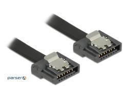 Drive cable Delock SATA 7p M/M 0.2m straight 6Gbps UltraFLEXI Latch black (70.08.3839)