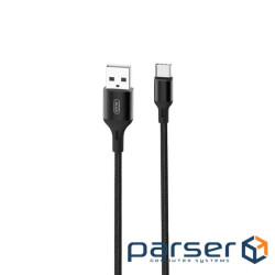 Дата кабель USB 2.0 AM to USB-C 2.0m braided NB143 black XO (6920680870844)
