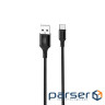 Дата кабель USB 2.0 AM to USB-C 2.0m braided NB143 black XO (6920680870844)