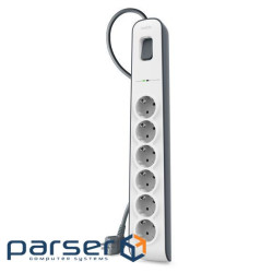 Подовжувач-фільтр мережевий Belkin 6хТип F, 3x1.5мм кв, 16А, з захистом від перенапр (BSV603VF2M-V2)