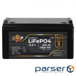 Акумулятор LP LiFePO4 12,8V - 200 Ah (2560Wh) (BMS 100A/50А) пластик для ДБЖ (29496)