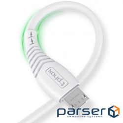 Дата кабель USB 2.0 AM to Micro 5P 1.2m Nature T-M830 White T-Phox