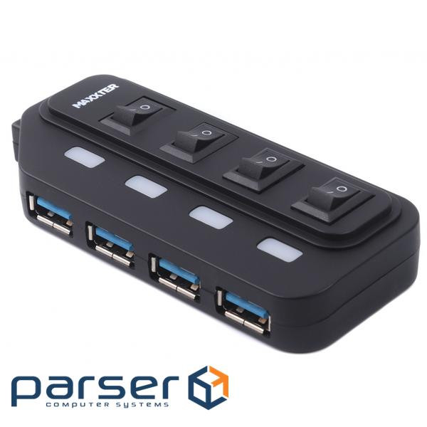 Концентратор Maxxter 4 x USB 2.0 Type-A 1m cable + 5V1A adapter (HU2A-4P-AC-02)