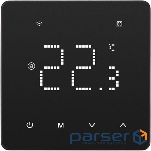 Програмований термостат для опалення TUYA Wi-Fi, 16A, 230VAC, чорний (HT260034)