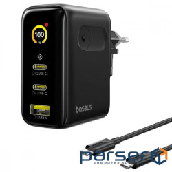 СЗУ Baseus PicoGo AE21 100W (2Type-C + USB) + Кабель Type-C to Type-C 100W (1.5m) black (E0121B00)