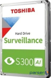 HDD Video Surveillance TOSHIBA S300 AI 10TB CMR, 3.5", 512MB, 7200RPM, SATA, 64 came (MG10ADA10TE-V)