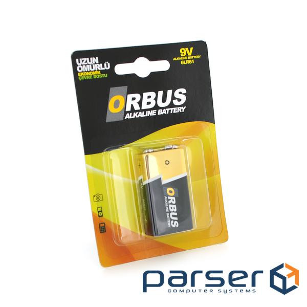 Батарейка лужна Orbus 9V/6LR61, крона, 1 штука у блістері (ORB / 9V / 6LR61)