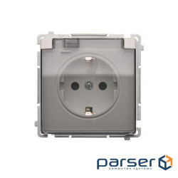 Розетка електрична з прозорою кришкою Simon Basic, Schuko, IP44, 16AX 250V, білий (BMGSZ1B.01/11A)